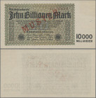 Deutschland - Deutsches Reich bis 1945: Reichsbanknote 10 Billionen Mark 1923 MUSTER aus laufender Serie, Ro.128aM, P.131s mit KN 23v.028554 und rotem...