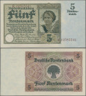 Deutschland - Deutsches Reich bis 1945: Deutsche Rentenbank, 5 Rentenmark vom 02.01.1926 mit 8-stelliger KN, Ro.164b, P.169, leichter Mittelbug und et...