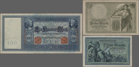 Deutschland - Deutsches Reich bis 1945: Konvolut mit 198 Banknoten Kaiserreich, 1898-1910, dabei u.a. 5 Mark 1904 (Ro.22a, P.8a, aUNC), 10 Mark 1906 (...