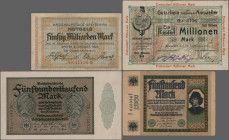 Deutschland - Deutsches Reich bis 1945: Album mit 111 Reichsbanknoten und 68 Länderbanknoten Pfalz, dabei u.a. 50 Mark 1906 (Ro.25, F+/VF), 20 Mark 19...
