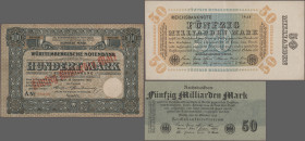 Deutschland - Deutsches Reich bis 1945: Kleines Sammelalbum mit mehr als 150 Banknoten, etwas Notgeld und ein kleiner Teil Ausland. Meist gebrauchte E...