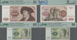 Deutschland - Bank Deutscher Länder + Bundesrepublik Deutschland: BBk I, 1960, kleines Lot mit 2x 5 DM, Serien A/S und B/D Ro.262b, PMG 30 Very Fine u...
