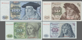 Deutschland - Bank Deutscher Länder + Bundesrepublik Deutschland: Serie BBk IA, 1980 mit ©, mit 10, 20, 50 und 100 DM, Ro,.286a-289a, alle in Erhaltun...