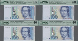 Deutschland - Bank Deutscher Länder + Bundesrepublik Deutschland: BBk IIIA, 1996, Lot mit 4 Banknoten 100 DM, Serien GG/Y (Ro.310a, PMG 50 About Uncir...