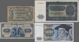 Deutschland - Bank Deutscher Länder + Bundesrepublik Deutschland: Lot mit 46 Banknoten ab 1944, dabei Alliierte Militärbehörde (6), Bundesrepublik (8)...