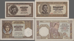 Deutschland - Nebengebiete Deutsches Reich: Besatzungsausgaben Serbien, riesiges Konvolut mit 335 Banknoten, Ausgaben 1941-42, dabei 2x 20 Dinara 1941...