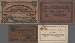 Deutschland - Kolonien: Deutsch-Ostafrikanische Bank, Serien 1905-1916, Lot mit 19 Banknoten, dabei 10 Rupien 1905 (Ro.901, F/F-), 10 Rupien 1915 (Ro....