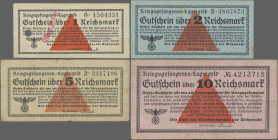 Deutschland - Konzentrations- und Kriegsgefangenenlager: Lot Lagergeld o.D.(1939-45) mit 6 Scheinen, dabei 10 RPf, (Ro.516, F), 2x 1 Reichsmark, einma...