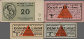 Deutschland - Konzentrations- und Kriegsgefangenenlager: Kriegsgefangenen-Lagergeld, Konvolut mit 20 Gutscheinen o.D.(1939-45), dabei 6x 1 RPf (Ro.515...