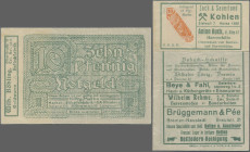 Deutschland - Briefmarkennotgeld: Bremen, Wilh. Böhling, Goldwaren, Briefmarkengeld der ”Marken u. Etikettenfabrik C A. Nicolaus”, grün, inliegend 10 ...