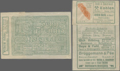 Deutschland - Briefmarkennotgeld: Bremen, Wilhelm Rehme, Herrenmoden, Briefmarkengeld der ”Marken u. Etikettenfabrik C A. Nicolaus”, grün, inliegend 1...