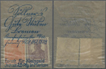 Deutschland - Briefmarkennotgeld: Bremen, Söllner's ”Gute Stuben”, 25 Pf., o. D., Briefmarkengeld, Pergamintüte mit 10 Pf. Germania orange und 15 Pf. ...