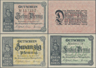 Deutschland - Notgeld - Hessen: Rüdesheim, Rheingaukreis, 10 Pf., KN 4 mm schwarz VS, 20 Pf., KN rot RS, 50 Pf., KN 3,5 mm schwarz VS, 26.6.1917, mit ...