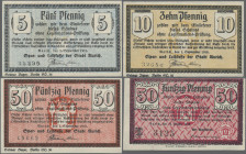 Deutschland - Notgeld - Niedersachsen: Aurich, Spar- und Leihkasse der Stadt, 5 Pf., Wz. Kreuzmäander, Erh. II, 50 Pf., Wz. Kreuzmäander, Erh. I, 10 P...