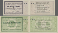 Deutschland - Notgeld - Pfalz: Ludwigshafen, Badische Anilin- und Soda-Fabrik, 50, 100 Mark, 20.9. - 30.11.1922, Uschr. Bosch - Michel bzw. Bosch - Kr...