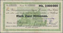 Deutschland - Notgeld - Rheinland: Horrem, Bürgermeistereisparkasse, 2 Mio. Mark, 17.8.1923, Erh. III
 [differenzbesteuert]