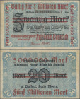 Deutschland - Notgeld - Rheinland: Lintfort, Steinkohlenbergwerk Friedrich Heinrich AG, 5 Mio. Mark, o. D., Überdruck auf 20 Mark Rheinische Stahlwerk...