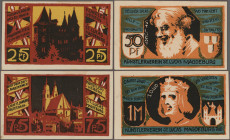 Deutschland - Notgeld - Sachsen-Anhalt: Magdeburg, Künstlerverein St. Lucas, 25, 50, 75 Pf., 1, 1.50, 2 Mark, o. D. Erh. I-, total 6 Scheine
 [differ...