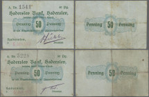 Deutschland - Notgeld - Schleswig-Holstein: Hadersleben, Haderslev Bank, 2 x 50 Penning, 5. Juni 1917 (Datum gestempelt), mit KN, mit unterschiedliche...