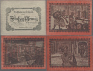 Deutschland - Notgeld - Schleswig-Holstein: Halebüll, Gemeinde, 6 x 50 Pf., 1921, vs. grau, rs. rot, Erh. I- (ein Schein 3 mm Eckknick), total 6 Schei...