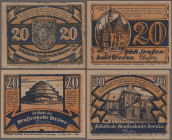 Deutschland - Notgeld - Ehemalige Ostgebiete: Breslau, Schlesien, Städt. Strassenbahn, 3 x 20 Pf., 12.7.1920, zwei unterschiedliche Werbungen, Erh. I ...