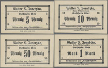 Deutschland - Notgeld - Ehemalige Ostgebiete: Groß-Eulau, Walter S. Jonetzko, Restauration zum ”Bergschlößchen”, 5, 10, 25, 50 Pf., 1 Mark, o. D., Dru...