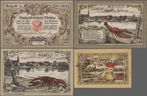 Deutschland - Notgeld - Ehemalige Ostgebiete: Nörenberg, Pommern, sechs bessere Serienscheine, mit 75 Pf., 1. Juni 920, Wappen rot, ohne KN (Li. a.1.)...