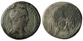 Elagabalus. (218-222 AD). Billon Tetradrachm. Antioch. Obv: laureate bust of Elagabal right. Rev: eagle spreading wings standing holding wreath. 25mm,...