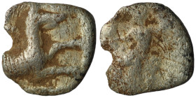 Lykaonia. Laranda. (324-323 BC) AR Obol. Obv: Baaltras seated left. Rev: forepart of wolf right. 9mm, 0,42g