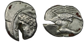 Paphlagonia. Sinope. (330-300 BC) AR Drachm. Obv: head of nymph left. Rev: sea eagle on dolphin left. 19mm, 4,96g