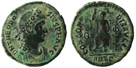 Theodosius I. (378-383 AD). Æ Follis. Antioch. Obv: D N THEODOSIVS P F AVG. pearl-diademed bust of Theodosius I. right. Rev: CONCORDIA AVGGG. Constant...