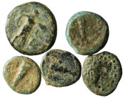 Lot of 5 greek bronze coins. sold as seen, no return.