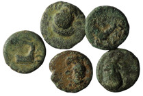 Lot of 5 greek bronze coins. Pisidia, Selge. sold as seen, no return.