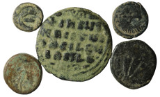 Lot of 5 ancient bronze coins. sold as seen, no return.