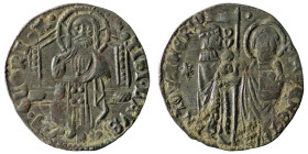 Venice. Francesco Dandolo. (1328-1339 AD). AR Grosso. Obv: Doge and S. Marco standing facing, holding banner between them. Rev: Christ Pantokrator ent...