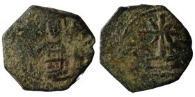 Crusaders. Cyprus. Richard I. the Lionheart. King of England. (1189-1199) Æ Tetarteron. Obv: crowned bust facing. Rev: cross on three steps. 17mm, 1,8...