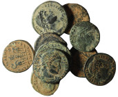 Lot of 10 Roman bronze Follis. artifcial sandpatina. sold as seen, no return.