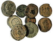 Lot of 10 Roman bronze Follis. artifcial sandpatina. sold as seen, no return.