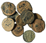 Lot of 10 Roman bronze Follis. artifcial sandpatina. sold as seen, no return.