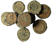 Lot of 10 Roman bronze Follis. artifcial sandpatina. sold as seen, no return.