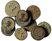 Lot of 10 Roman bronze Follis. artifcial sandpatina. sold as seen, no return.