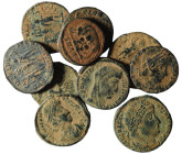 Lot of 10 Roman bronze Follis. artifcial sandpatina. sold as seen, no return.