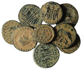 Lot of 10 Roman bronze Follis. artifcial sandpatina. sold as seen, no return.