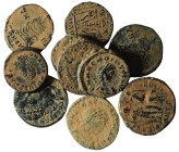 Lot of 10 Roman bronze Follis. artifcial sandpatina. sold as seen, no return.