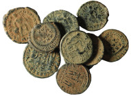 Lot of 10 Roman bronze Follis. artifcial sandpatina. sold as seen, no return.