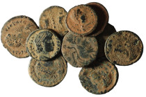 Lot of 10 Roman bronze Follis. artifcial sandpatina. sold as seen, no return.