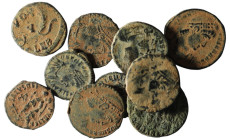 Lot of 10 Roman bronze Follis. artifcial sandpatina. sold as seen, no return.