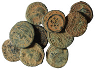 Lot of 10 Roman bronze Follis. artifcial sandpatina. sold as seen, no return.