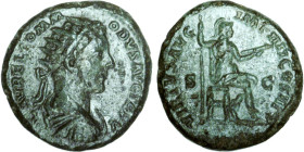 COMMODE (177-192)
Dupondius : La Valeur assise à gauche, tenant un sceptre long & le parazonium
 - TTB 40 (TTB+)
Assez Rare ! - légèrement gratté
...