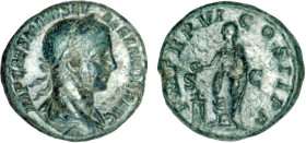 ALEXANDRE SÉVÈRE (222-235)
As : Alexandre en toge debout à gauche, sacrifiant devant un autel allumé
 - TTB 35 (TTB)
Assez Rare ! - légère oxydatio...